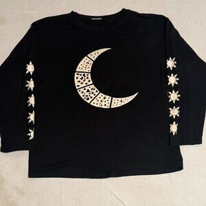 Moon & stars black long-sleeve tee